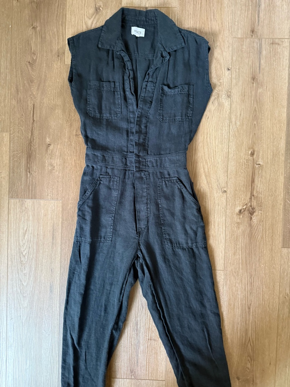 MATE the Label Black 100% Linen Utility Jumpsuit – XS